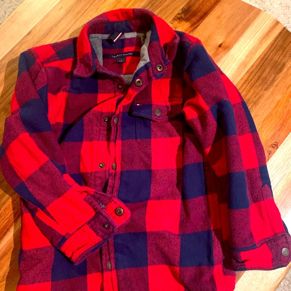 Heavy Flannel ( jacket , coat) do they have kids Shackets? Tommy Hilfiger Plaid